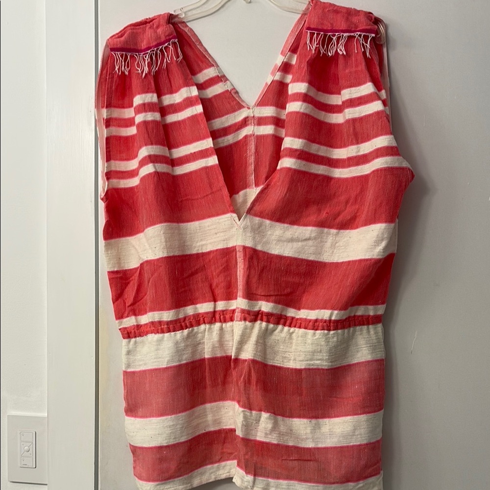 Lemlem pink and white Striped Swim Coverup